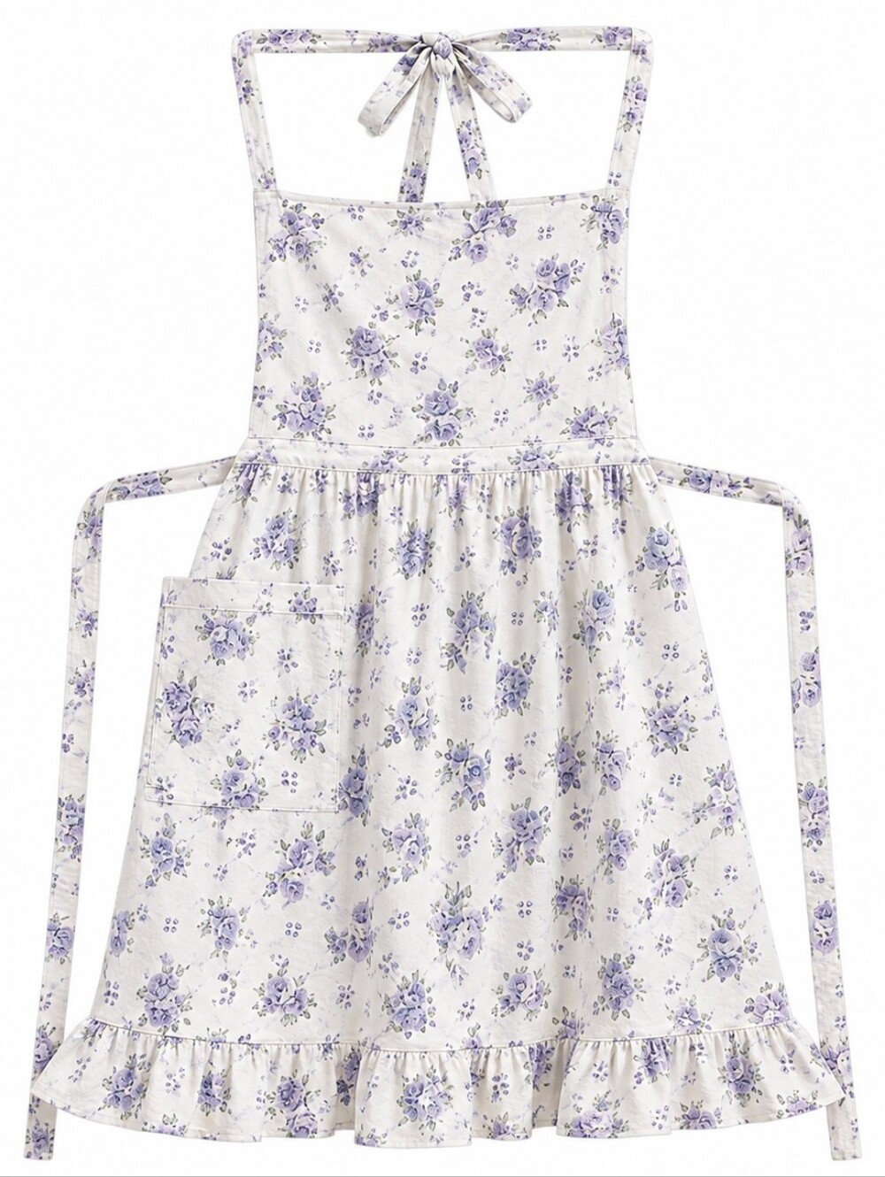 New Cottagecore Cooking apron Purple Flowers Floral One Size Pockets Cape Cod